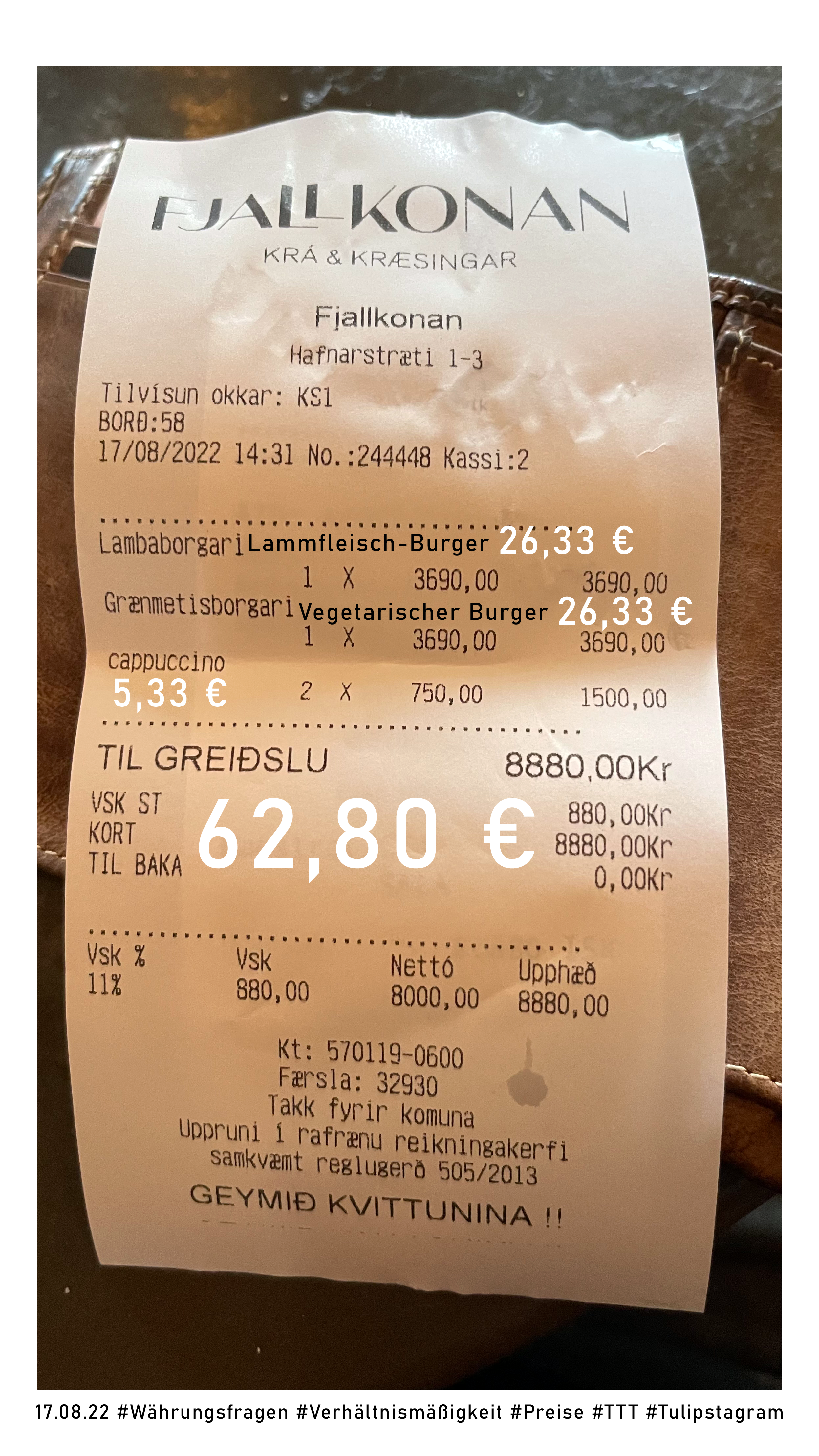 17.08.22 #Währungsfragen #Verhältnismäßigkeit #Preise #TTT #Tulipstagram
